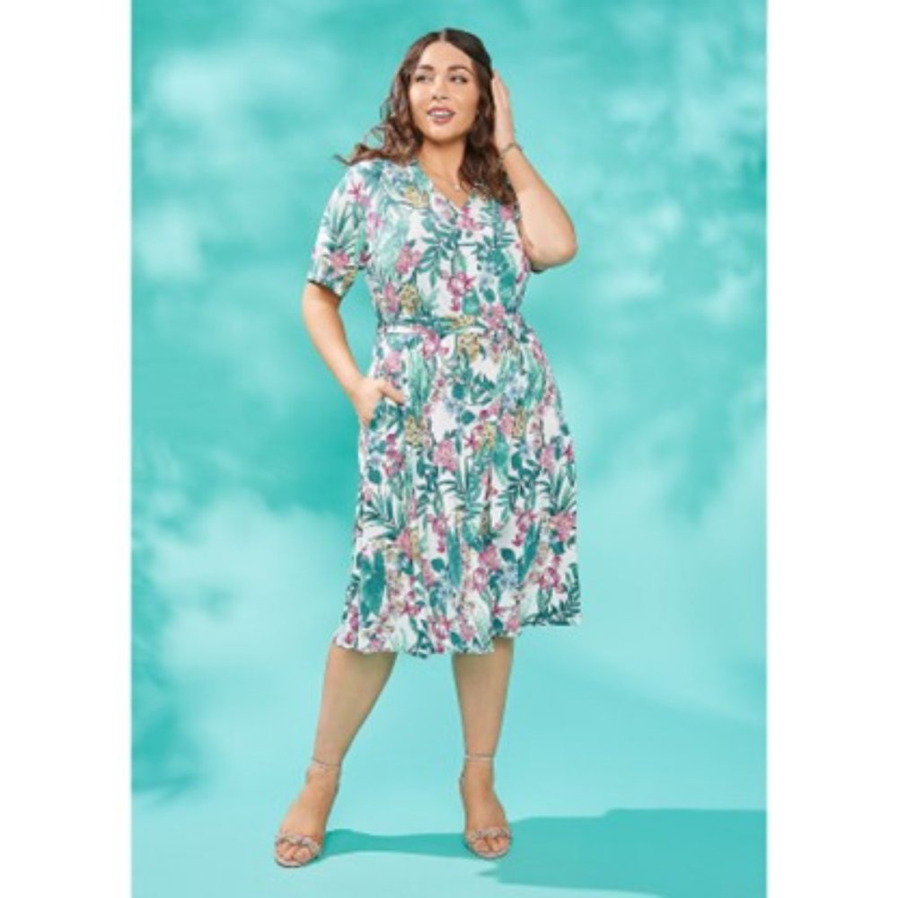 Girl With Curves Regular Collared Knit Midi Shirt Dress NWOT